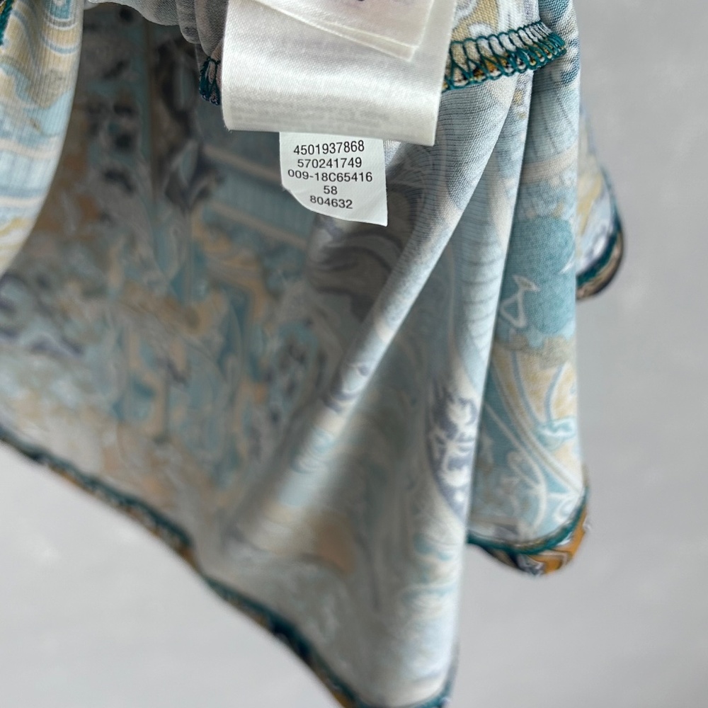 Chicos tunic top size 2 Large blue patchwork 3/4 sleeve stretch knit - Picture 12 of 12